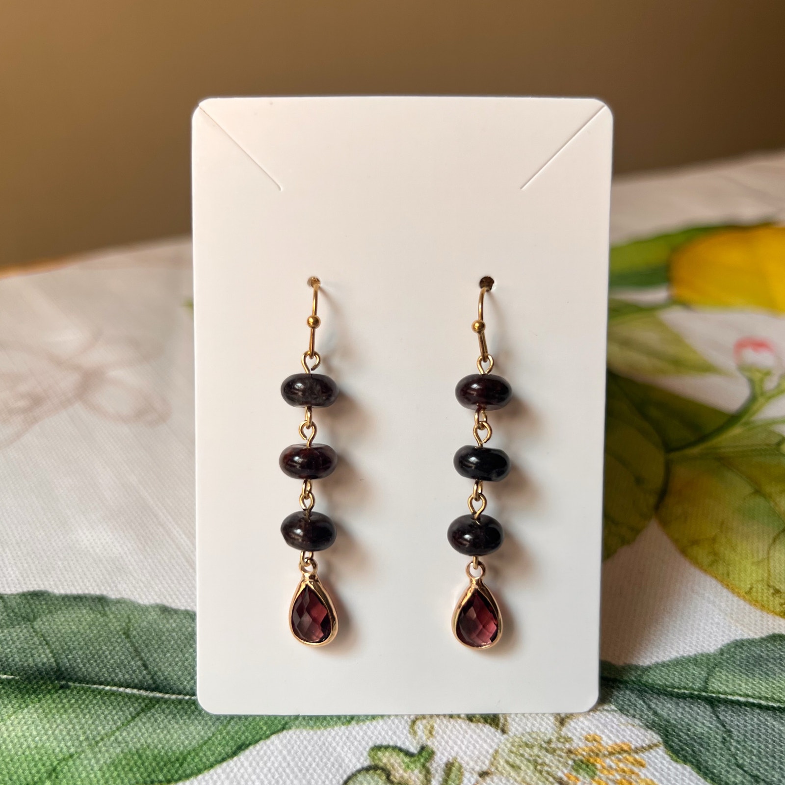 Garnet Crystal Glass Beaded Garnet Jade Boho Statement Casual Fun Work Earrings 25$